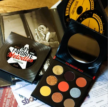 

Black Vinyl recordings retro nine Color Eyeshadow palette waterproof easy to color eye shadow pallete eye makeup