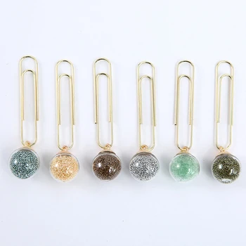 

2pcs Macaron Color Glass ball Paper Clips 50mm cute creative Notes Memo Clip Bookmark for Kids school stationery supplie PC2-01