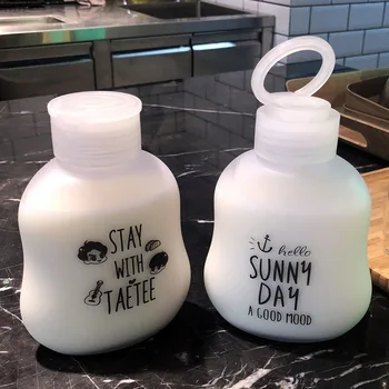 

400ml Transparent Plastic Water Bottle Cartoon Frosted Milk Coffee Cup Mug Gift for Girl Adult Student Creative Traveling