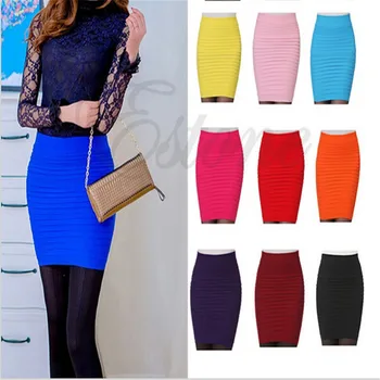 

New Fashion 2020 Summer Women Mini Skirt High Waist Solid Color Above Knee Empire Elastic Pleated Sexy Short Skirts One Size