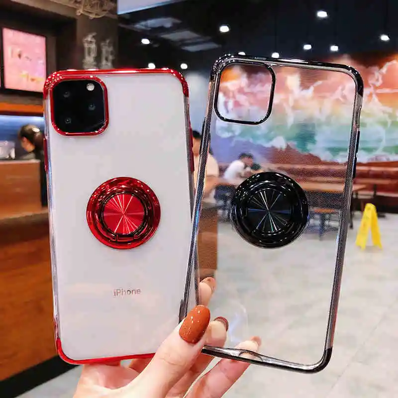 Для iPhone 11 Pro Max 11Pro X Xr Xs 7 8 6 6s Plus чехол мягкое кольцо силиконовый Роскошный Capinha Coque