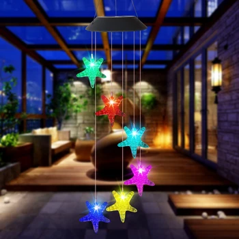 

Solar LED light wind chime balcony bedroom decoration wish bottle starfish sea waterproof wind chime lamp garden yard home color