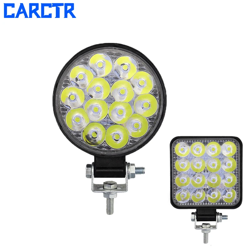 

CARCTR 16 LED 48Wwork Light 9LED 27W 12V 24V Car LED Spotlight Square Round Auto Truck Off Road Mini Ledbar Offroad Accessories