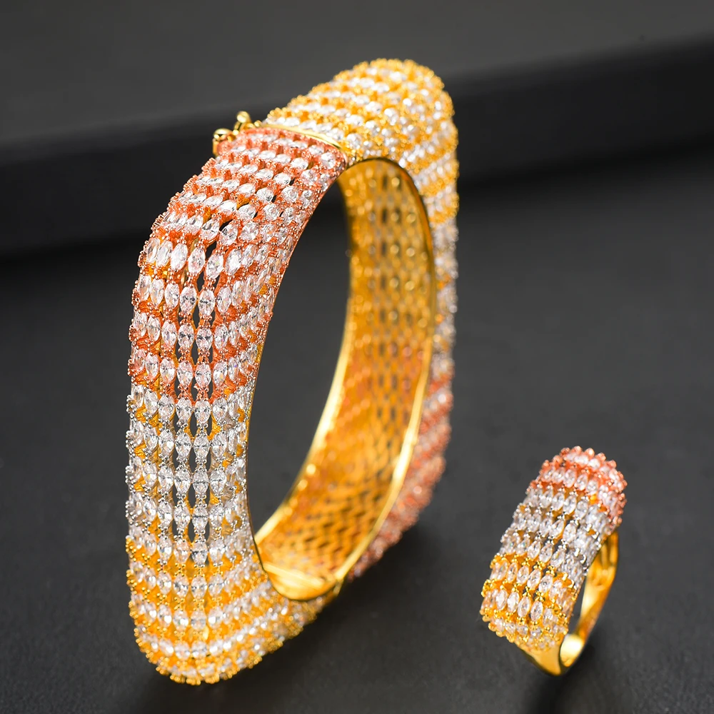 

GODKI Luxury Square 2pcs Bangle Ring Set For Women Full Micro Cubic Zircon Pave Party Wedding Saudi Arabic Dubai Jewelry Sets
