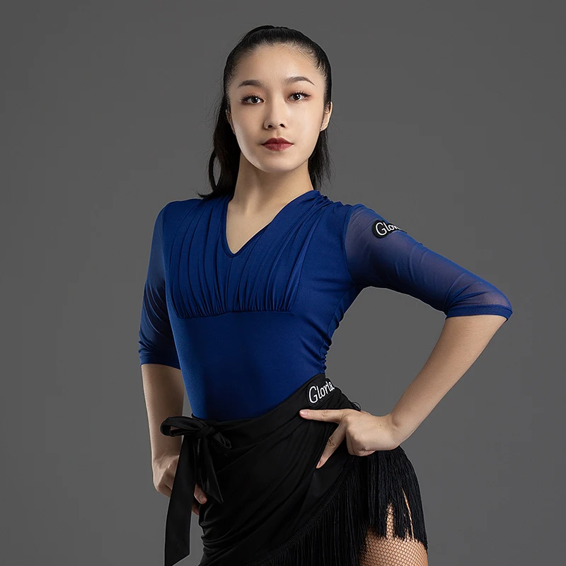 

Mesh Latin Dance Tops Women Stage Costume Ballroom Practice Wear Modern Dance Outfit Tango Dancewear Salsa Clothing JL3864