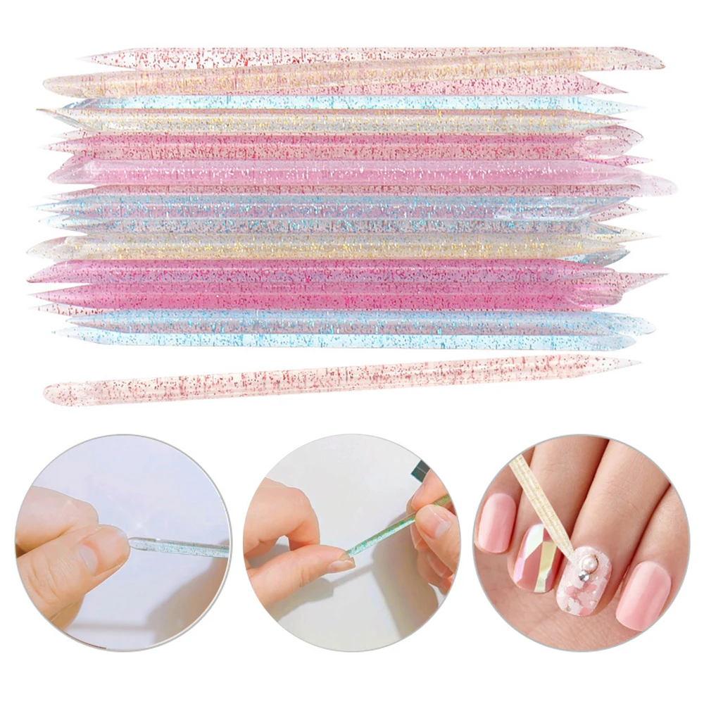 100pcs Crystal Sticks For Cuticle Pusher Remover Colorful Forks For