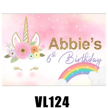 

HUAYI Unicorn Birthday Party Background Customized Vinyl Backdrop For Photography Pink Rainbow Clouds Photo Booth VL124