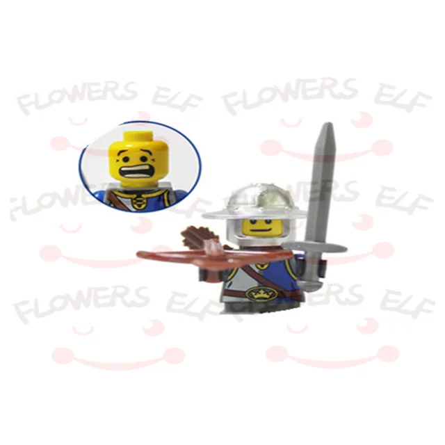 1PCS Blue Lion Red Green Dragon Knight Mini Two-person Villain Middle Age Assembling Building Blocks Children'sToy Medieval Knig 9801G