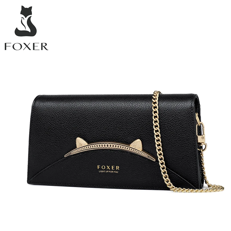 Женская сумка FOXER из коровьей кожи Модный миниатюрный мессенджер с кошачьими