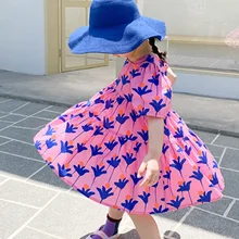 Robe d'été pour filles, à la mode, à fleurs de couleur vive, grande, ample, mignonne, vêtements pour enfants