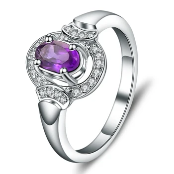 

Gem's Ballet 0.81Ct Natural Amethyst Gemstone Ring 925 Sterling Silver Wedding Band Ring For Women Fine Jewelry