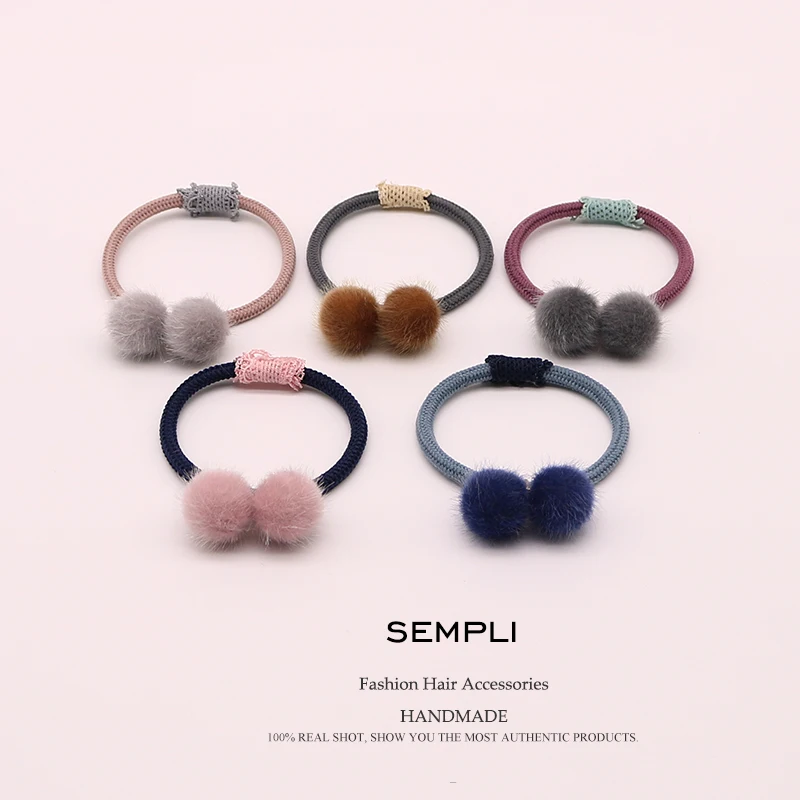 Sempli, эластичная резинка для волос, для женщин, искусственный мех, резинка для волос, аксессуары для волос, para el cabello