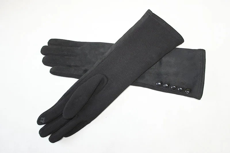 Длинные перчатки женские хлопковые 35 см длинные вязаные перчатки с сенсорным экраном замша мода матовый осень и зима теплый рукав