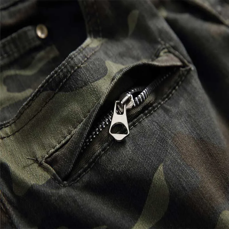 KIOVNO Men's Ripped Biker  Jeans Trousers Camouflage Straight Motorcycle Denim Pants For Male Size 28 -40 (5)