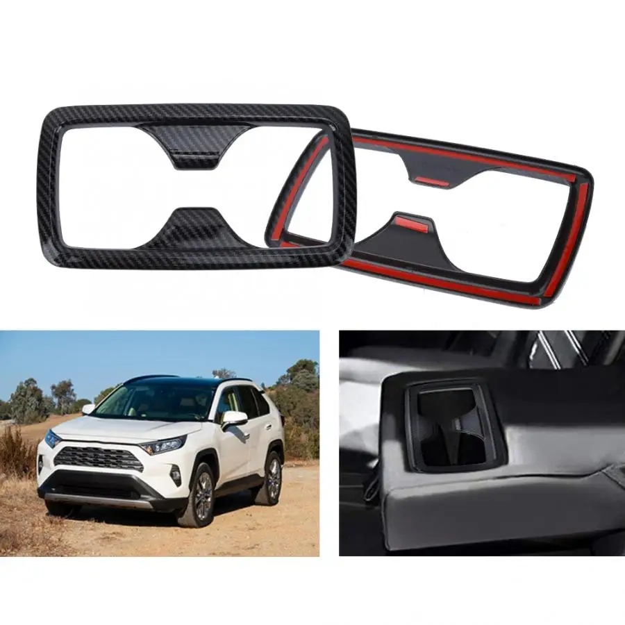 Задняя консоль крышка чашки воды отделка Подходит для RAV4 2019 углеродного волокна