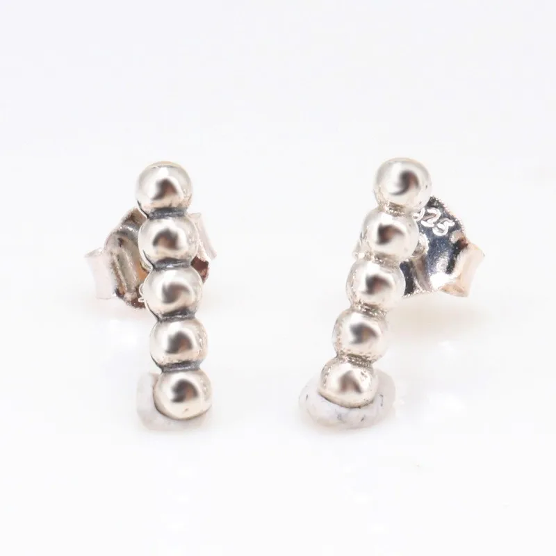 

Original S925 Sterling Silver Simple Polished Wish With Beads Earrings For Women Wedding Gift Fashion Jewelry