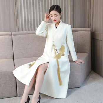 

2020 Autumn Chinese Wind Women Woolen Coat New Style Winter Long Sleeve And Embroidered Designs Thicken Female Fashion Clothes