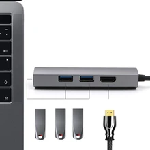Тип-c к USB3.0 концентратор+ HDMI 4K конвертер 3 порта расширитель несколько USB 3 Hab с адаптером питания USB3.1 концентратор для ПК мобильного телефона