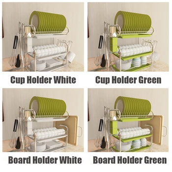 

Hot 3 Tiers Dish Drainer Stainless Kitchen Dish Rack Storage Shelf Washing Holder Basket Plated Knife Sink Drying Organizer