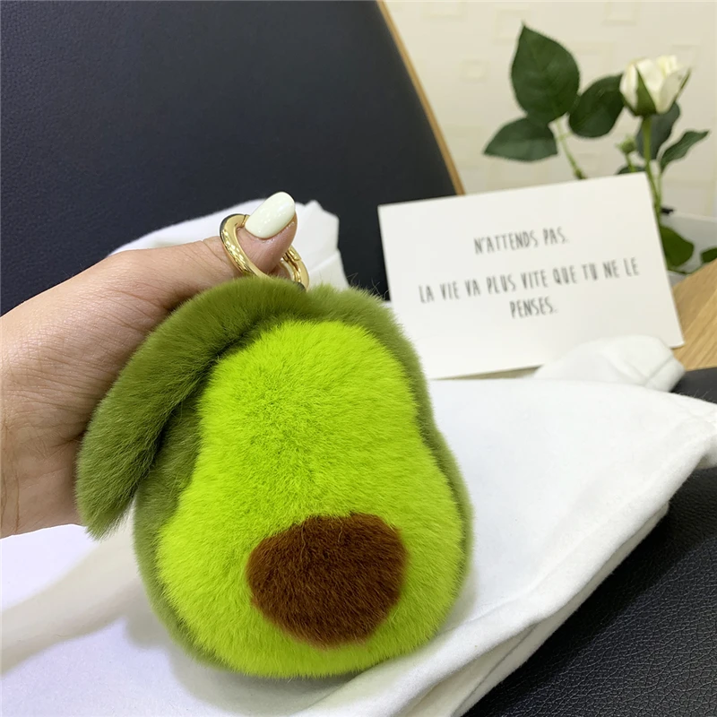 Avocado Keychain, Cute Rex Rabbit Fur Avocado Car Key Plush Pendant Matcha  Color Internet Celebrity Doll School Bag Ornament Trendy