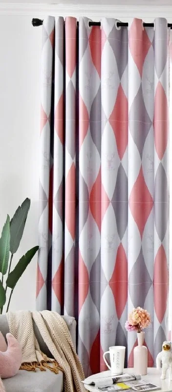 Nordic Style Rhombus Curtains for Living Room Bedroom Study High Shading Curtain Simple Modern Curtains Tulle Home Window Custom 