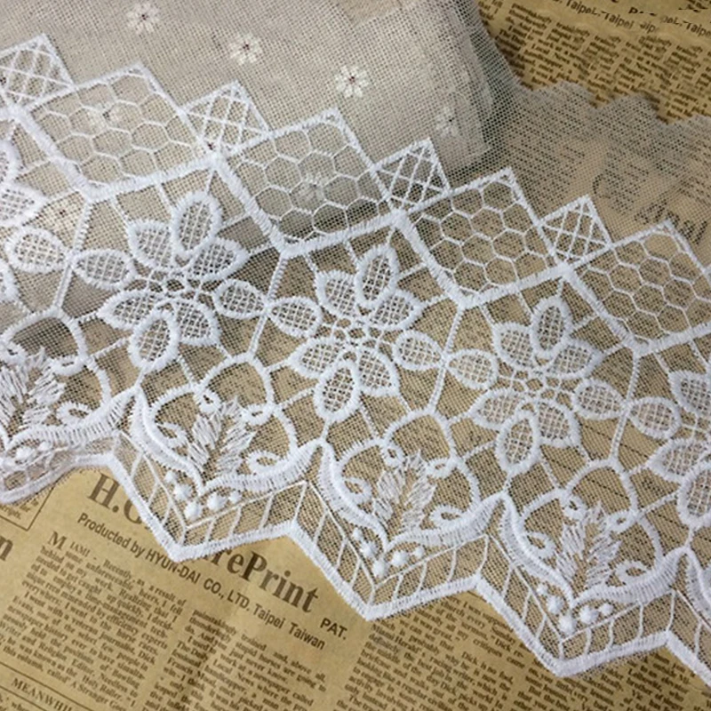 Кружевная ткань для продажи 2 ярда Цветочная отделка кружевная лента шитья