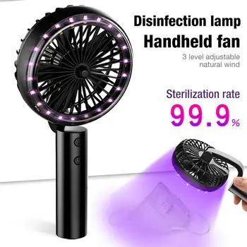 

Portable Usb Disinfection Fan Lamp Portable Uv Led Sterilizer Multifunctional 3 Levels Of Adjustable Handheld Fan 4w Silent Work