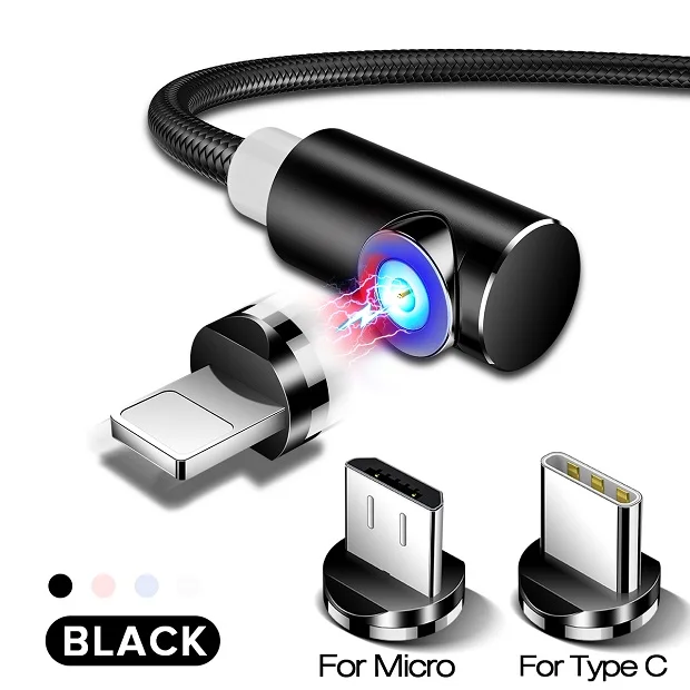 Магнитный кабель INIU для быстрой зарядки, USB кабель для iPhone XS 8, samsung, type C, зарядное устройство, магнит, Micro USB, Andriod, кабели для мобильных телефонов - Цвет: Black 3 plugs