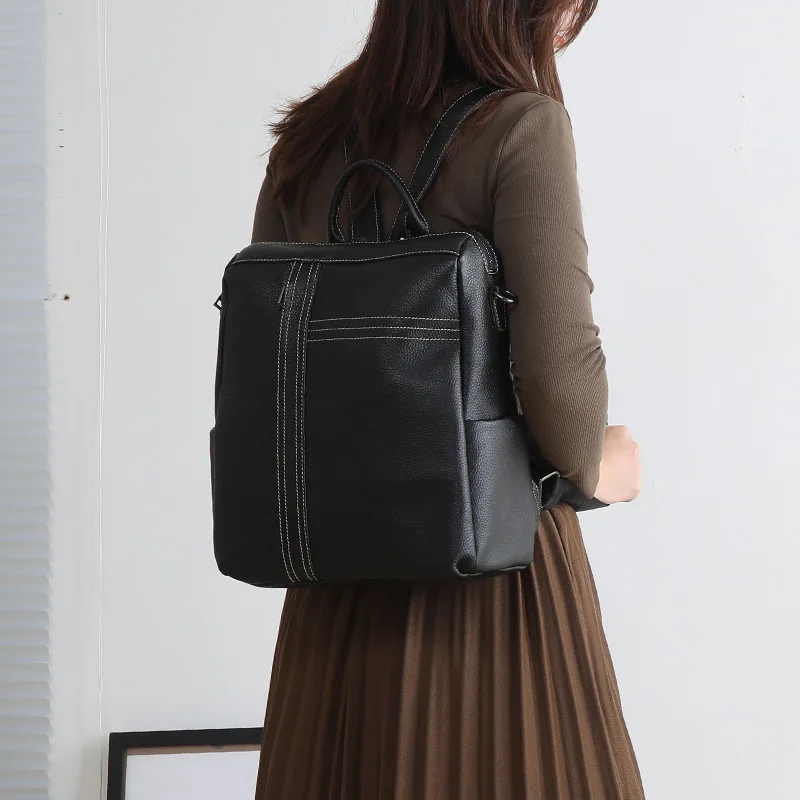 

Leather Backpack Women's Full-grain Leather Spring New Style Dual Purpose Versatile Fashion Large-capacity Backpack Soft Leather