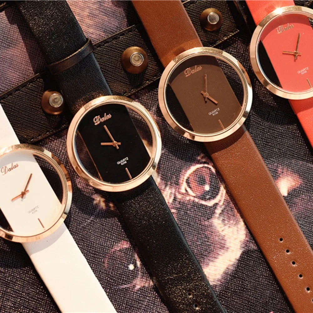 Женские роскошные повседневные кварцевые часы, мужские классические повседневные креативные кварцевые часы с неровной полосой, кожаные часы Q