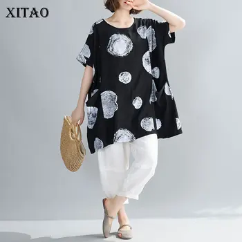 

XITAO Irregular Vintage Pocket Dot T Shirt Women Clothes 2020 Summer New Fashion Loose Pullover Short Sleeve Tee Top DMY3935