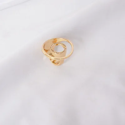 AOMU, Корея,, Модные металлические геометрические кольца для женщин, хрустальные стразы, круглые кольца для девушек, свадебные украшения