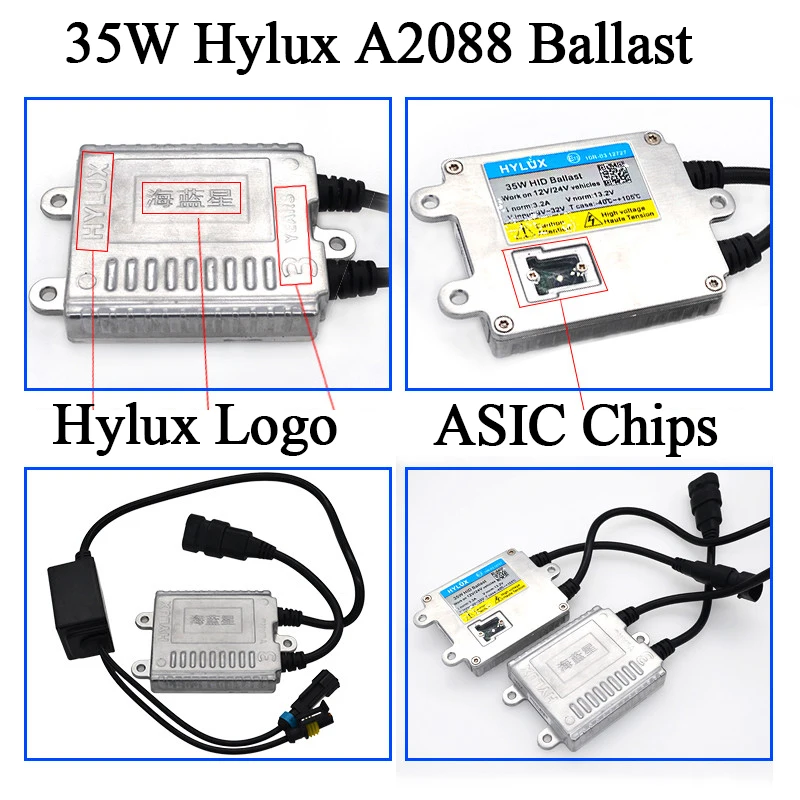 HIDLT 1 Set 12V 24V 35W Fast Start Hylux Ballast HID Headlight Kit Xenon H1 H3 H7 H11 9005 9006 D2H Yeaky HID Bulb Lamps (5)