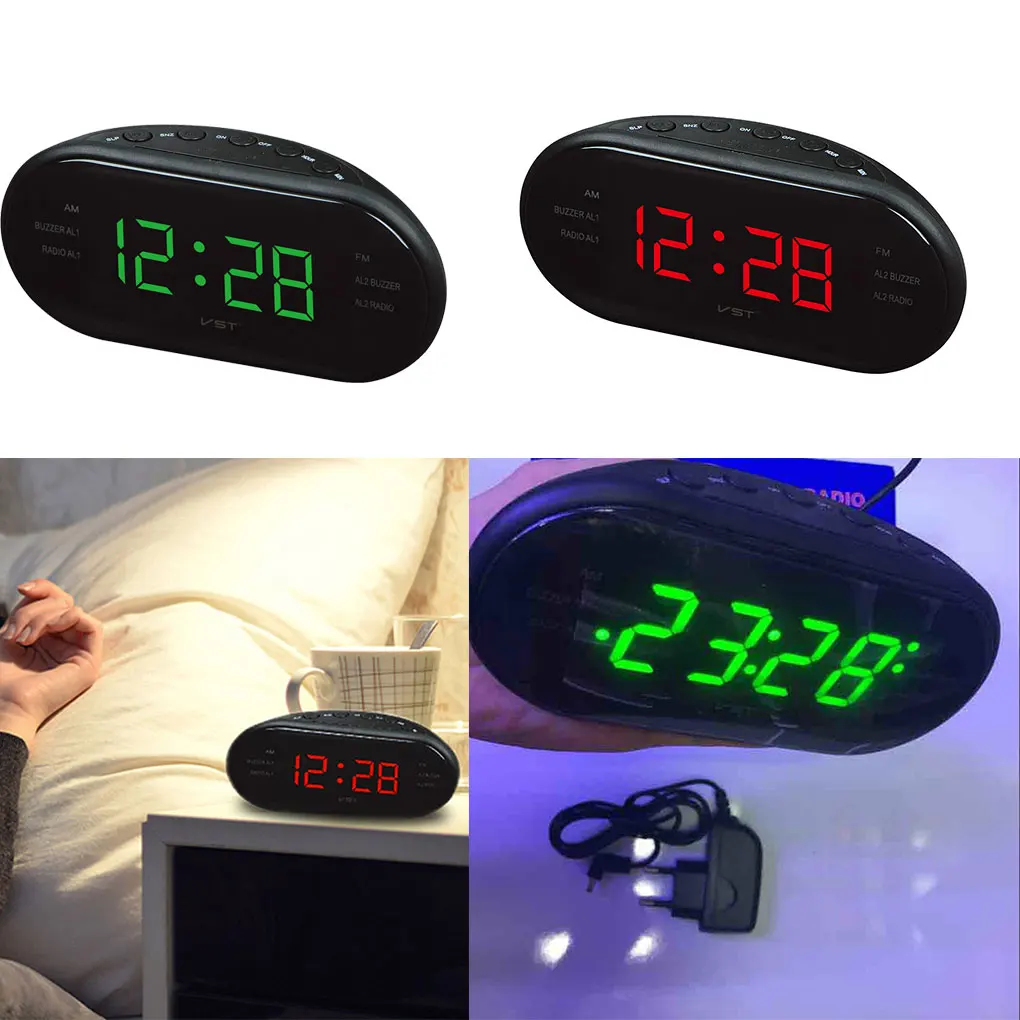 AM/FM LED Clock Electronic Desktop Alarm Clock Digital Table Radio Gift Home Office Supplies EU/US Plug Newst