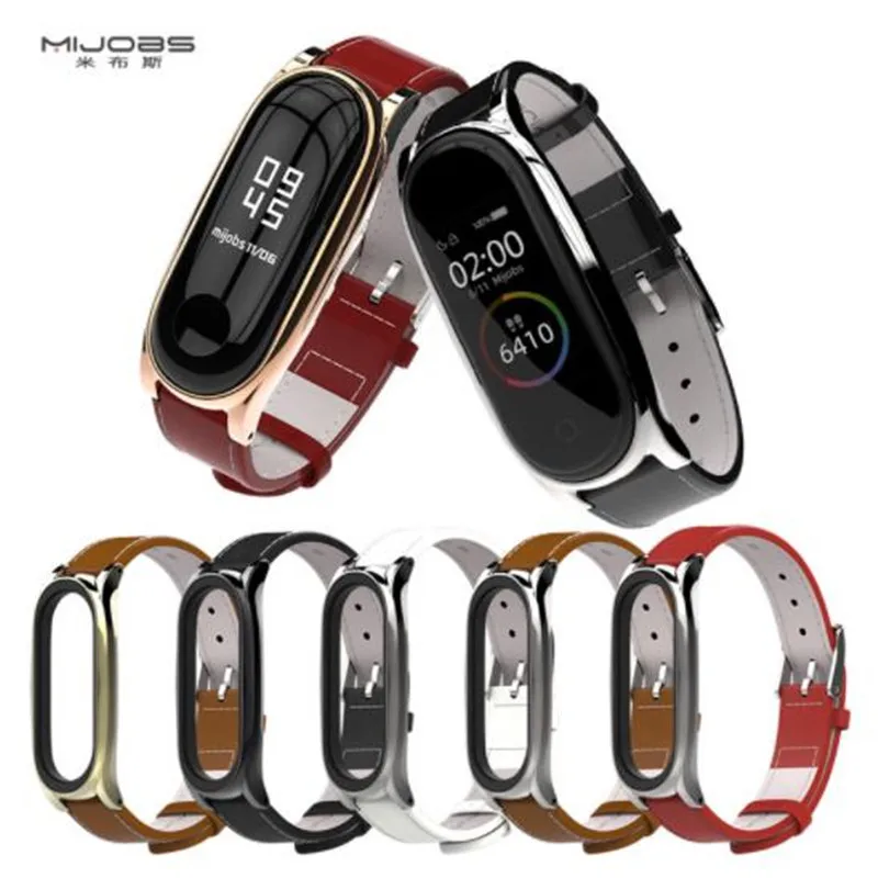 Mi jobs кожаный ремешок для Xiaomi mi Band 4 3 Ремешок Браслет band умные наручные часы Correa