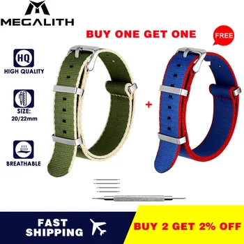 

Buy one get one ,MEGALITH Watch Band with Colorful Nylon Material Strap and Heavy Duty Brushed Buckle Strap for Women Men Watch