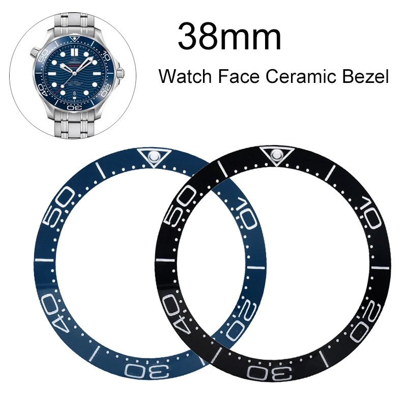 Universal 38mm Watch Face Ceramic Bezel Insert Watch Cover Watches Replace Accessories Black/Blue Color afbeelding