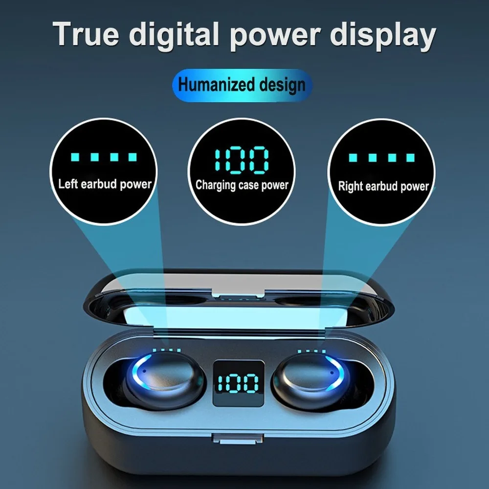 F9 7 TWS Wireless Earbuds Bluetooth 5 0 Earphone HIFI Mini In ear Sports Running Headset Support iOS Android Phones HD Call