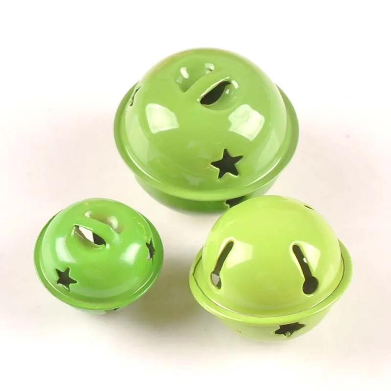 green hollowed Iron Loose metal Beads Jingle Bells Christmas Decoration Pendants DIY material Crafts Christmas Bells cp2678 - Цвет: green