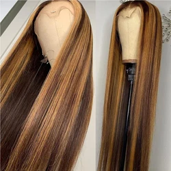 Highlight Human Hair Wigs 13X4 Honey Blonde Lace Front Wigs Pre Plucked Colored Ombre Lace Frontal Body Wave Wig Wholesale