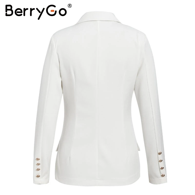 BerryGo Elegant buttons women blazers Casual long sleeve autumn winter female blazer jackets Office ladies blazers coats street