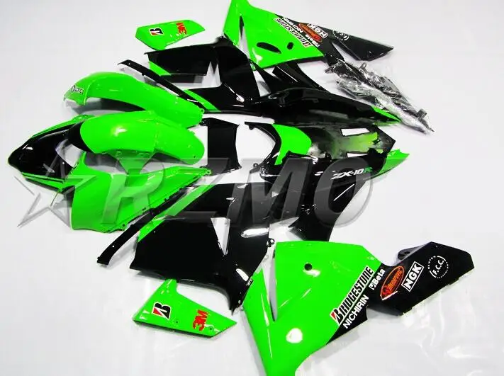 Стиль ABS обтекатель комплект подходит для kawasaki Ninja ZX10R 2004-2005 04 05 10R custom Пользовательские черный зеленый