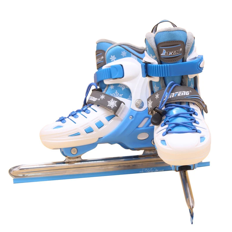 1 пара, зимние, для взрослых, детей, гоночные, скоростные, для катания на коньках, с лезвием, обувь, регулируемая, термальная, регулируемая, для катания на коньках, патины, 2 цвета - Цвет: Speed blue L 38-41