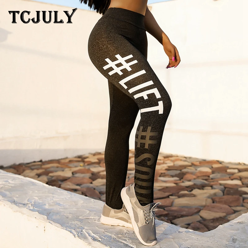 TCJULY лидер продаж леггинсы с буквенным принтом спортивная одежда для женщин