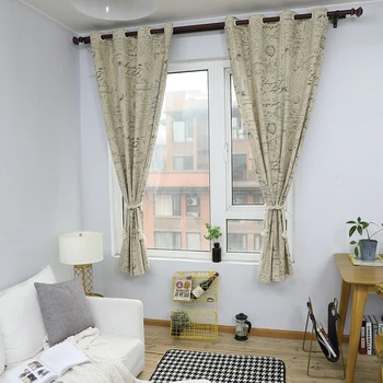

Lyche Letter Printed Window Blackout Curtain Cotton Linen Shade Curtains for Living Room Bedroom Window Curtain Drape Curtain
