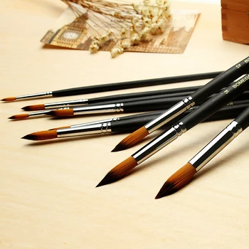 

New 9pcs Nylon Watercolor Paint Brushes Gouache Acrylic Long Handle Painting Brush Pen Art Supplies