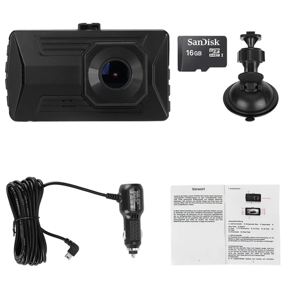3 ''HD 1080P 3 объектив Автомобильный видеорегистратор Камера заднего вида 360 °
