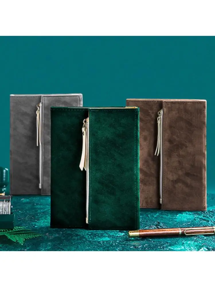 

B6 Innovative Tri-fold Notebook Suede Diary Notepad Traveler Journal Planners