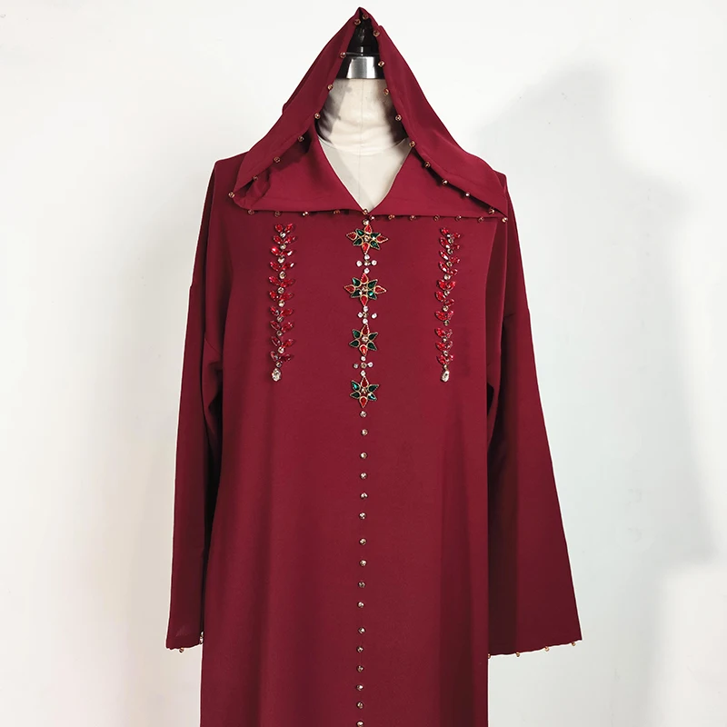 Moroccan Djellaba Kaftan Hooded Dress 