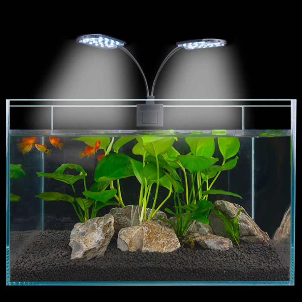 Double Head Aquarium Fish Tank Light 15W 32 LED Planted Clip Lamp White Lighting Waterproof Clip-on For | Дом и сад